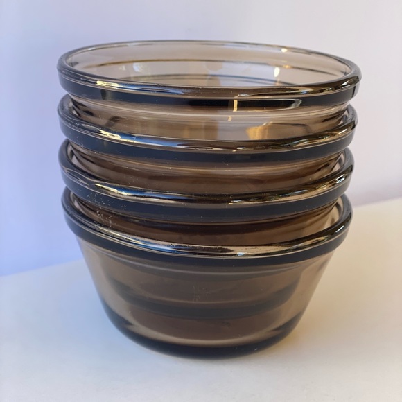 Vintage (set of 4) 6 oz. Custard Cups in Smoke Brown Glass - Picture 2 of 6